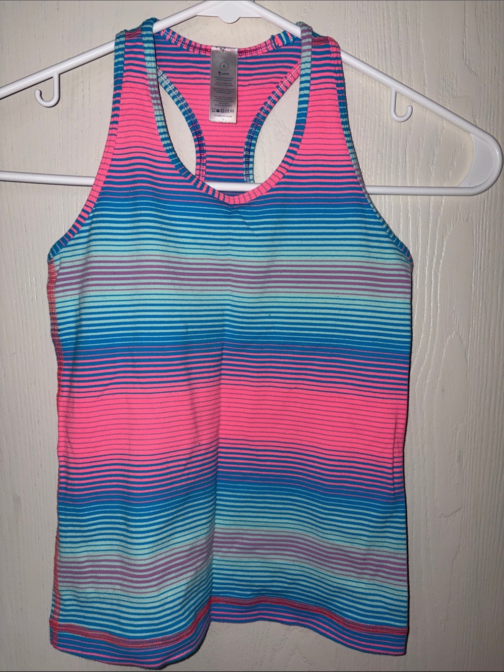 Ivivva Fluorescent Pink, Blue & GreeStriped Racerback Tank Top